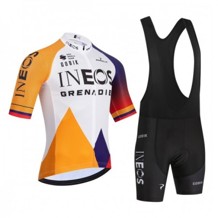 Completo Maglia + Pantaloncino con bretelle 2026 INEOS Grenadiers Colombia Champion Manica Corta Bianco Completo Maglia + Pantaloncino con bretelle 2026 INEOS Grenadiers Colombia Champion Manica Corta Bianco