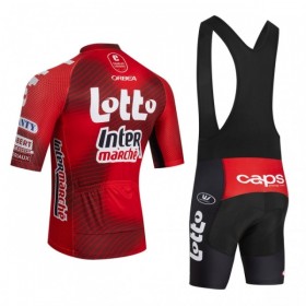 Completo Maglia + Pantaloncino con bretelle 2026 Lotto Intermarche Manica Corta Rosso