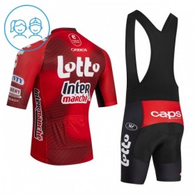 Completo Maglia + Pantaloncino con bretelle 2026 Lotto Intermarche Manica Corta Rosso Bambini