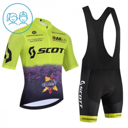 Completo Maglia + Pantaloncino con bretelle 2026 Scott Manica Corta Verde Bambini Completo Maglia + Pantaloncino con bretelle 2026 Scott Manica Corta Verde Bambini