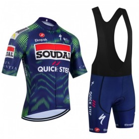 Completo Maglia + Pantaloncino con bretelle 2026 Soudal Quick Step Manica Corta Blu