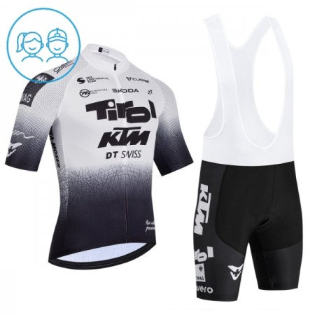 Completo Maglia + Pantaloncino con bretelle 2026 Tirol KTM Manica Corta Bianco Bambini Completo Maglia + Pantaloncino con bretelle 2026 Tirol KTM Manica Corta Bianco Bambini