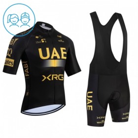 Completo Maglia + Pantaloncino con bretelle 2026 UAE TEAM EMIRATES XRG Manica Corta Giallo Bambini