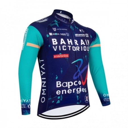Maglia 2026 Bahrain Victorious Manica Lunga Blu Maglia 2026 Bahrain Victorious Manica Lunga Blu
