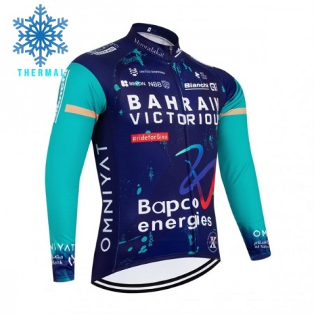 Maglia 2026 Bahrain Victorious Manica Lunga Winter Invernale Blu