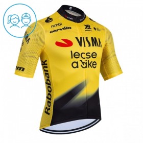 Maglia 2026 Visma Lease A Bike Manica Corta Giallo Bambini