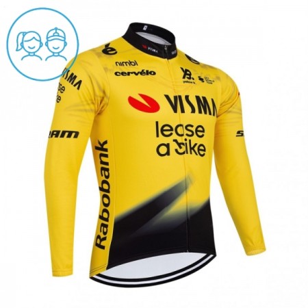 Maglia 2026 Visma Lease A Bike Manica Lunga Giallo Bambini Maglia 2026 Visma Lease A Bike Manica Lunga Giallo Bambini